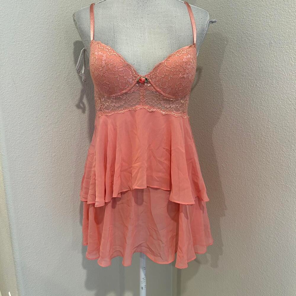 Seductivewear peach babydoll slip dress. Size medium
